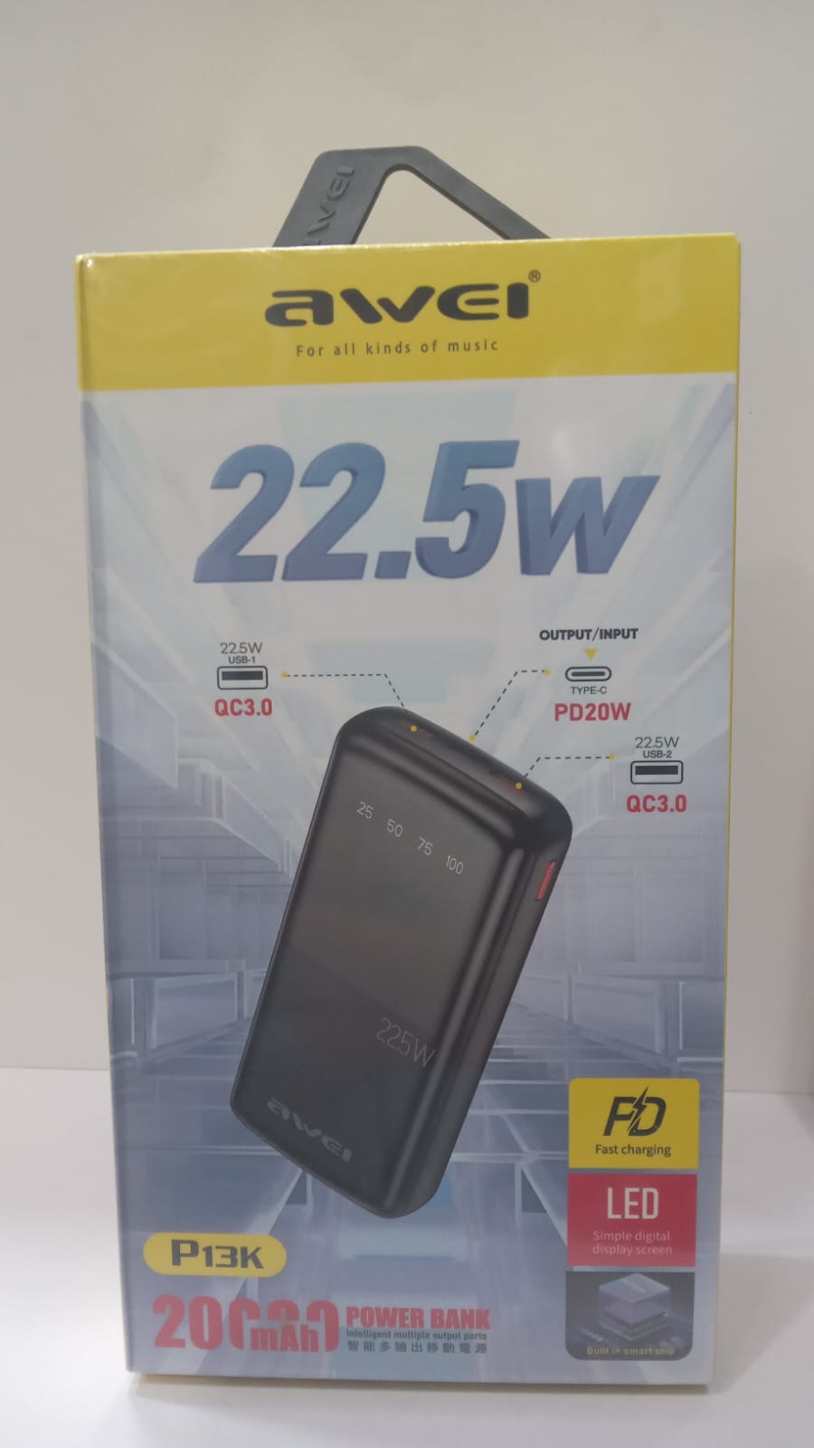 Awei P13K 22.5W Powerbank 20000mah Fast Charging
